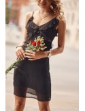 Rochie fermecătoare cu volane, neagră PR32120 - Magazin online - Boutique